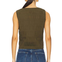 FRAME Smocked Tank Top in juniper - women's tank top - detail view