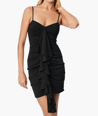 ELLIATT Jade V Neck Fitted Party Mini Dress in black - women's dress