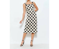 Ina Fashion - Sleeveless Square Lace Panel Midi Dress