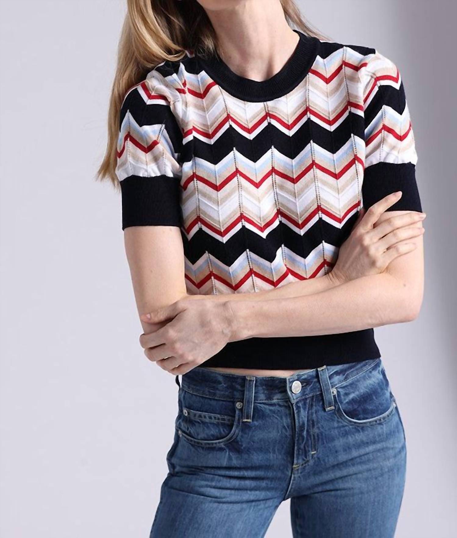 Minnie Rose - Chevron Short Sleeve Crew Tee