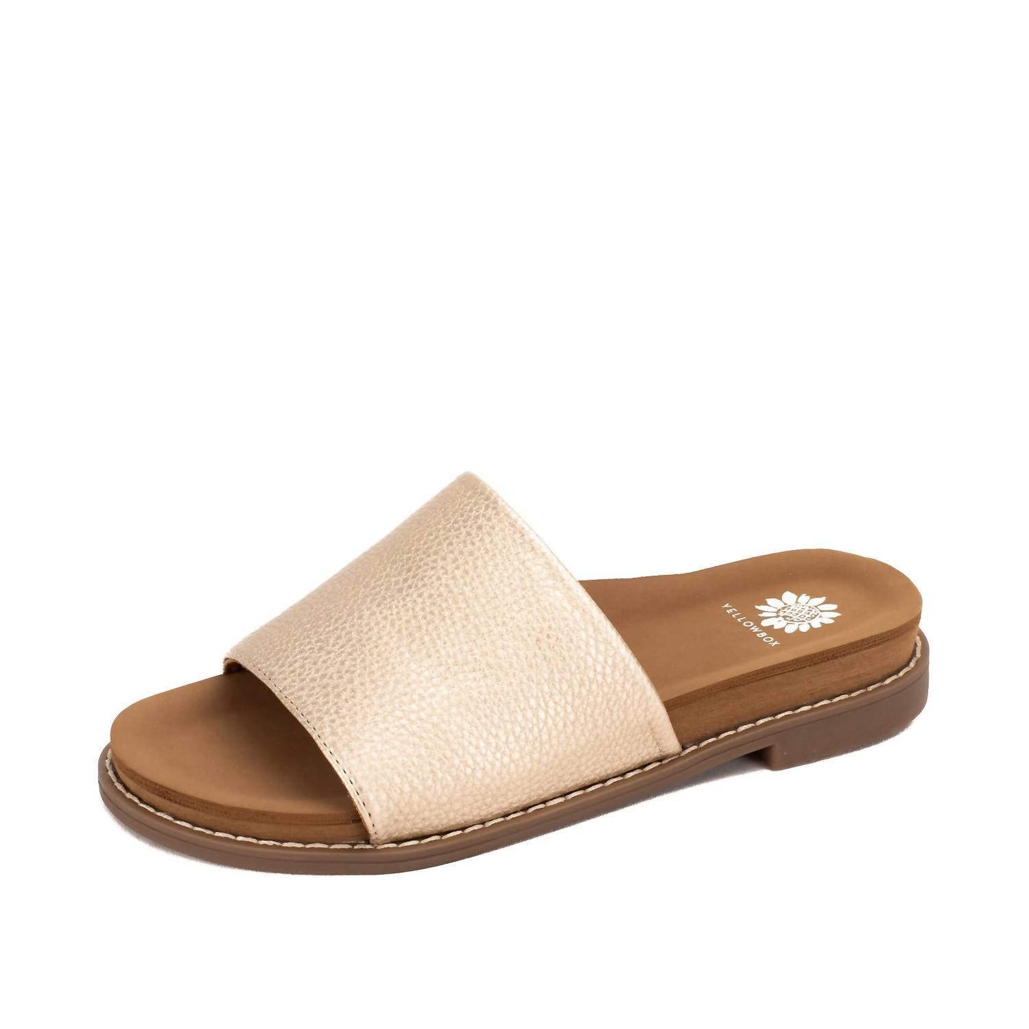 YELLOWBOX Women's Shelly Slide Sandals in gold - women's sandal - detail view