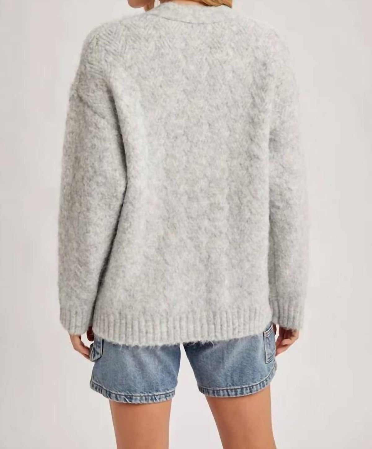 Bluivy - Button Down Fuzzy Knit Sweater Cardigan
