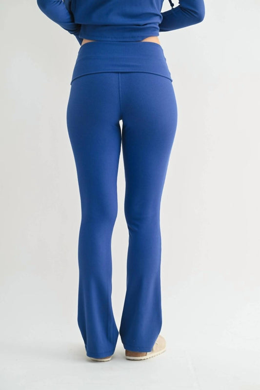 Mono B - Women's Fold Over Ribbed Flare Yoga Pants