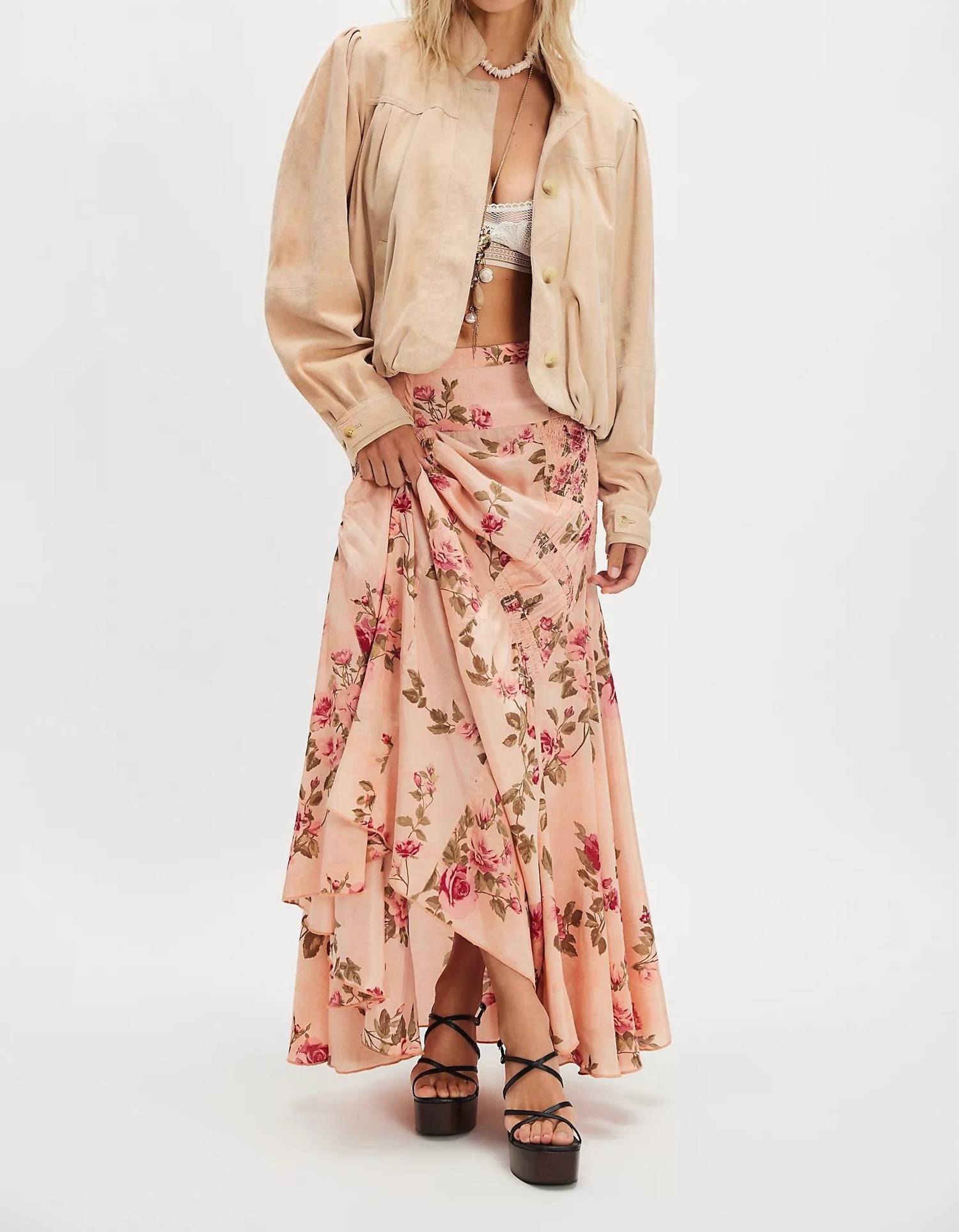 Free People Rowan Maxi Skirt in peach - women's skirt - detail view
