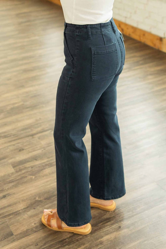 Risen - Cecilia High Rise Patch Pocket Ankle Flare Jeans - Plus