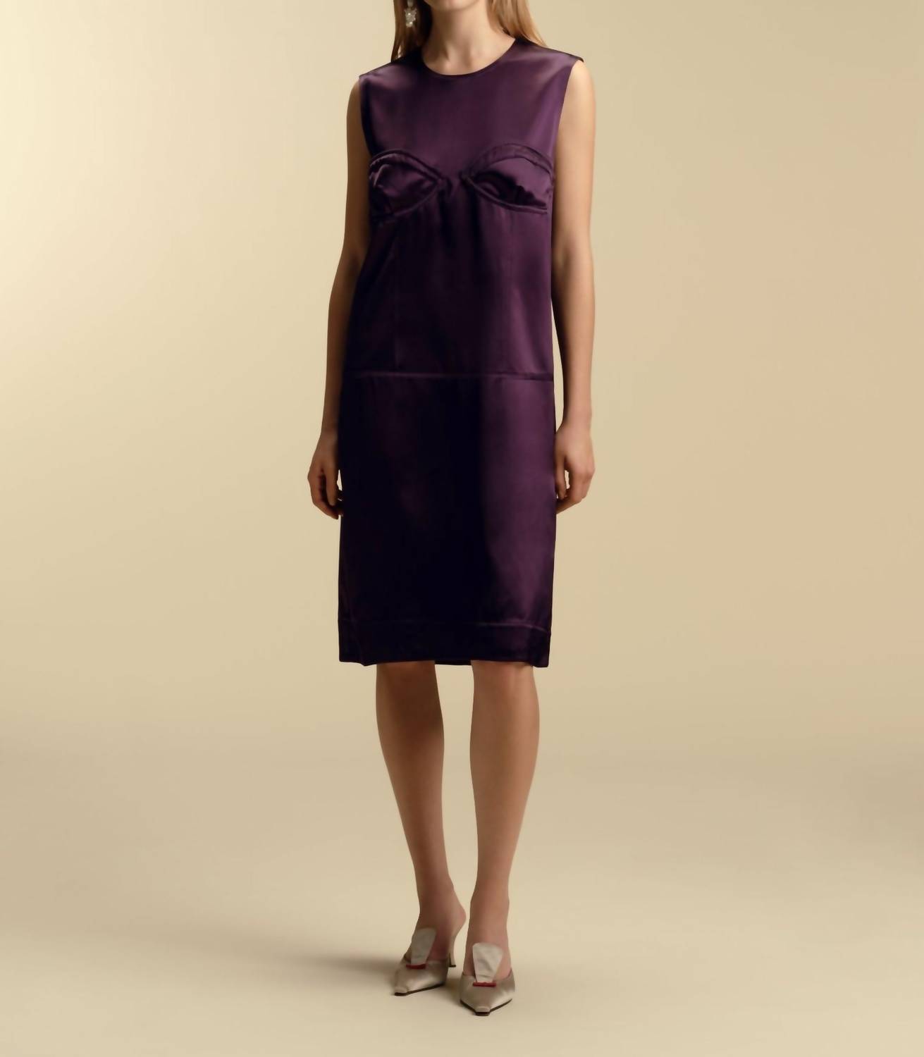 Marina Moscone - Satin Bust Detail Dress