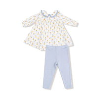 Angel Dear - Girls' Peter Pan Collar Dress With Ribbed Leggings