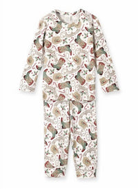 Tesa Babe Kid's Holiday Hoedown Pajama Set in white multi - kids' sleepwear - detail view