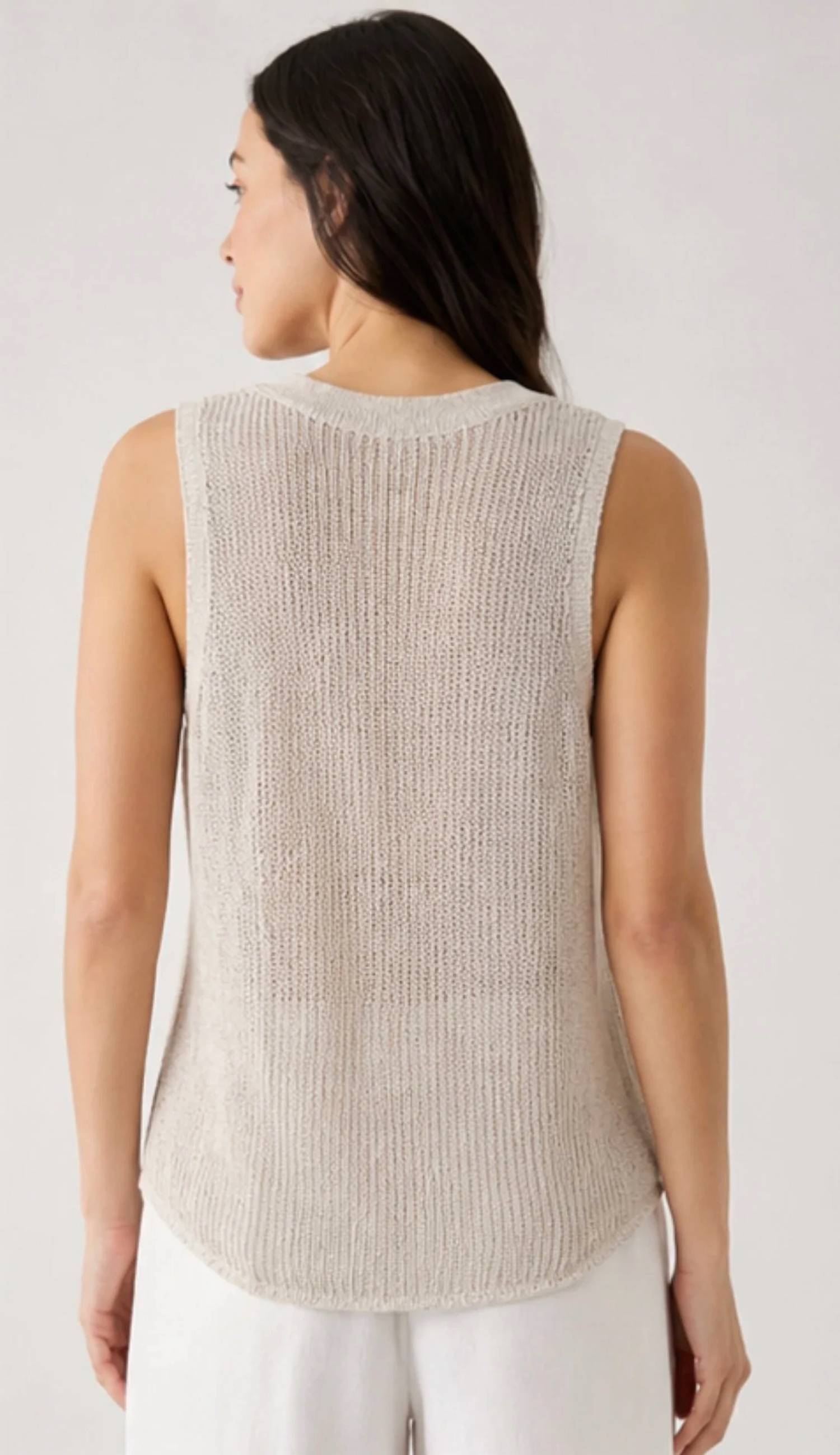 Eileen Fisher - Organic Linen Cotton Open Knit Sleeveless Sweater Tank
