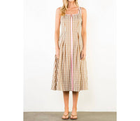 THML Gingham Midi Dress in brown pink - women's dress - view 5