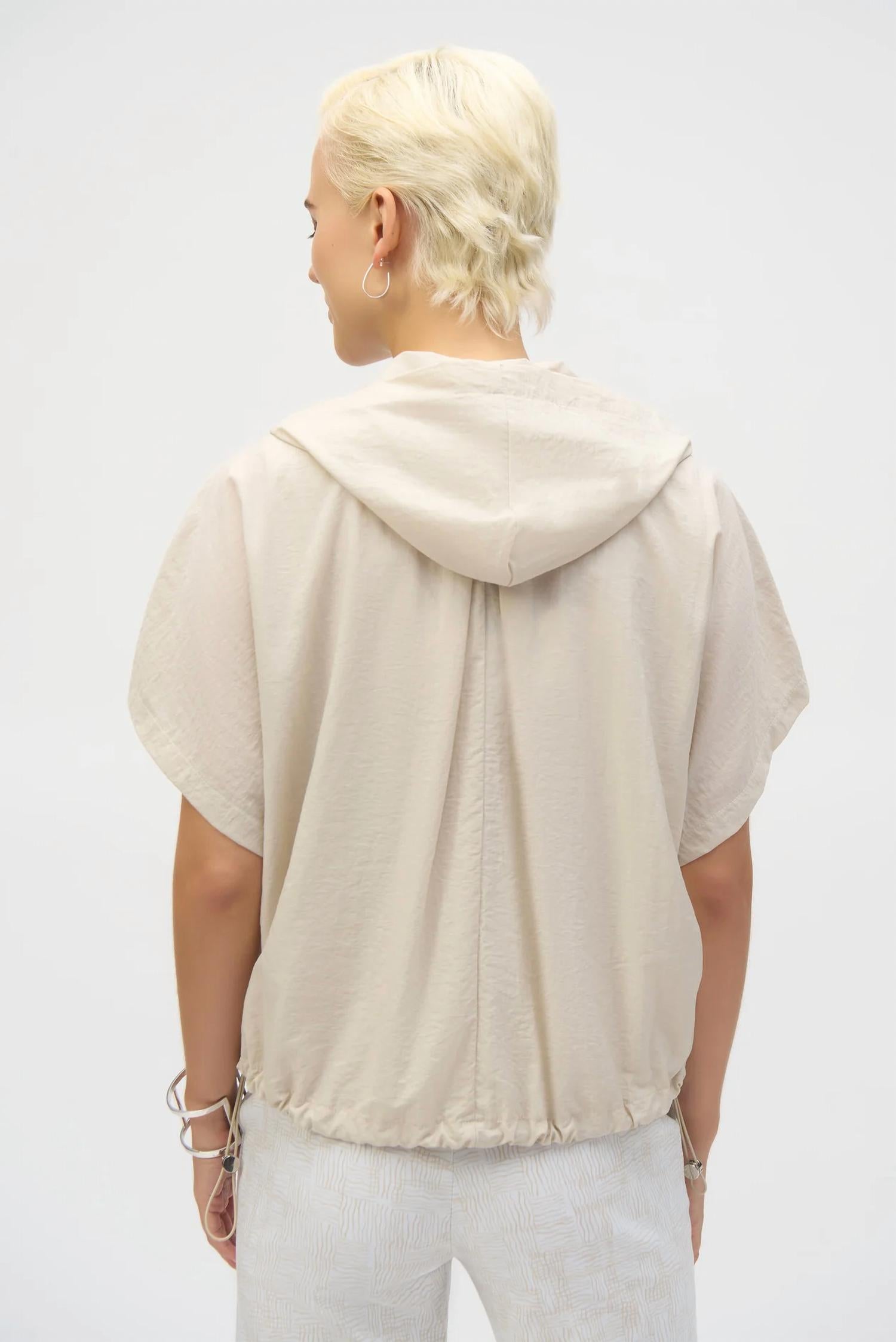 Joseph Ribkoff - Nylon Hooded Short Sleeve Boxy Jacket
