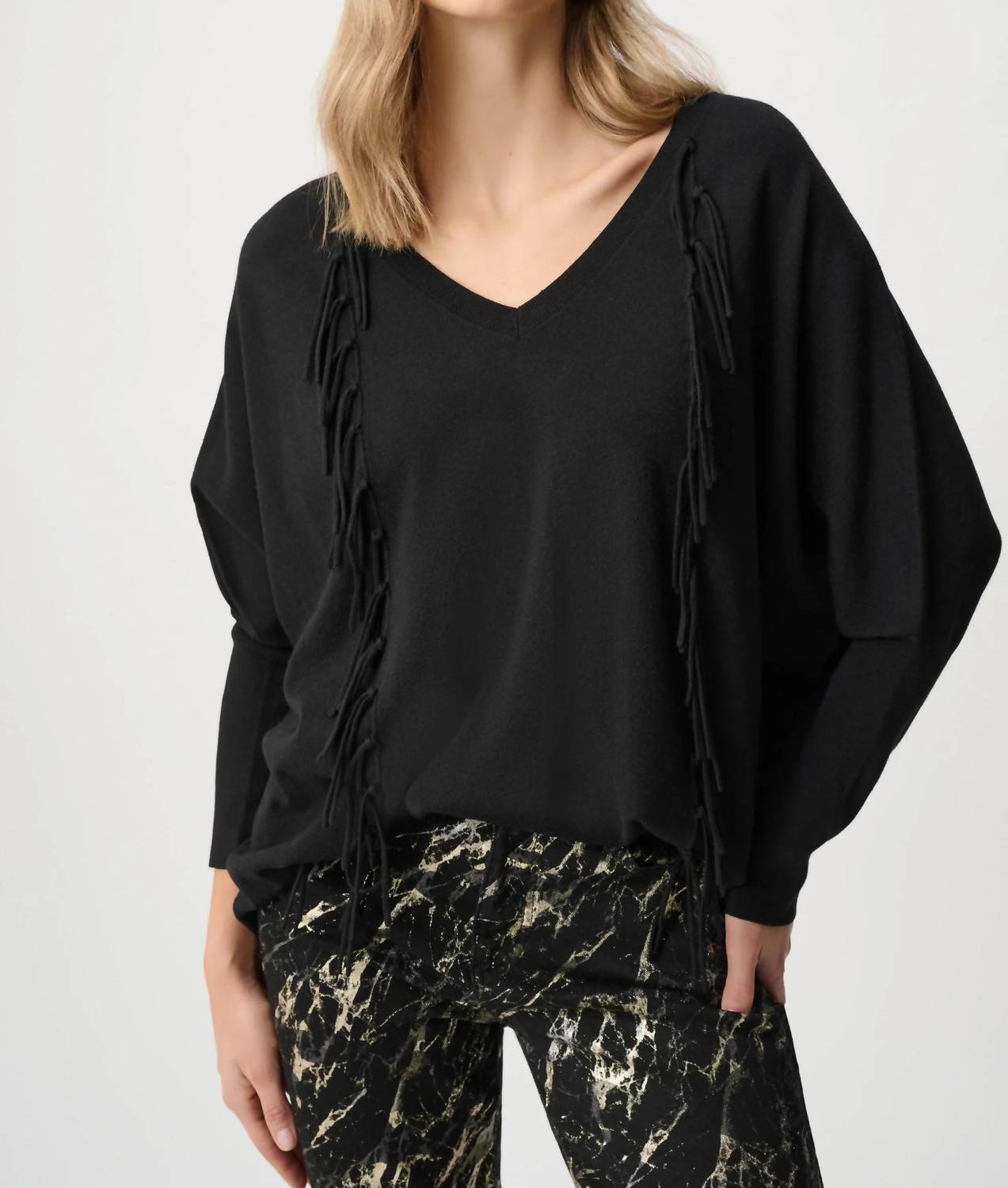 Joseph Ribkoff - Viscose Knit Fringed Sweater