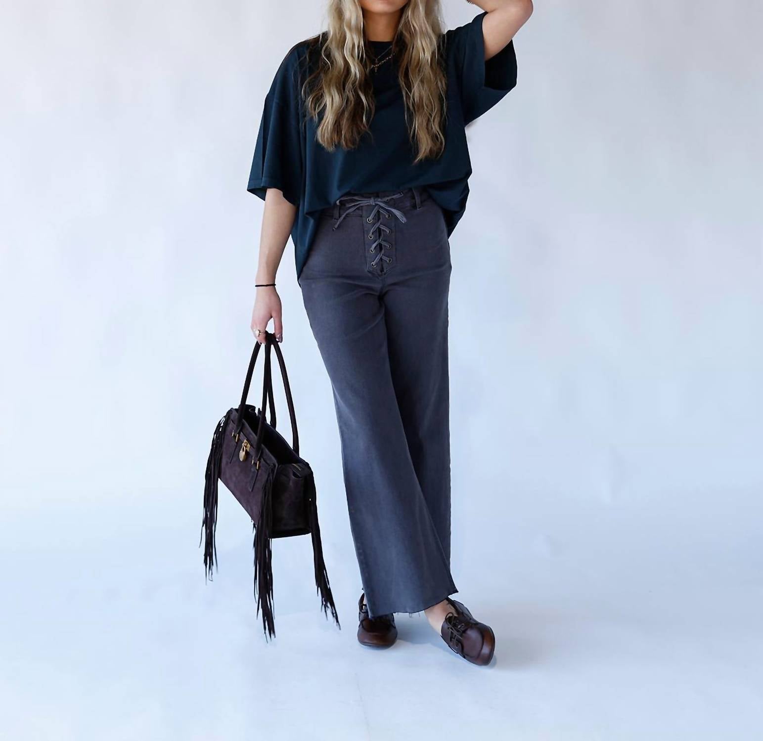 Miou Muse - Smokeshow Lace Up Jeans