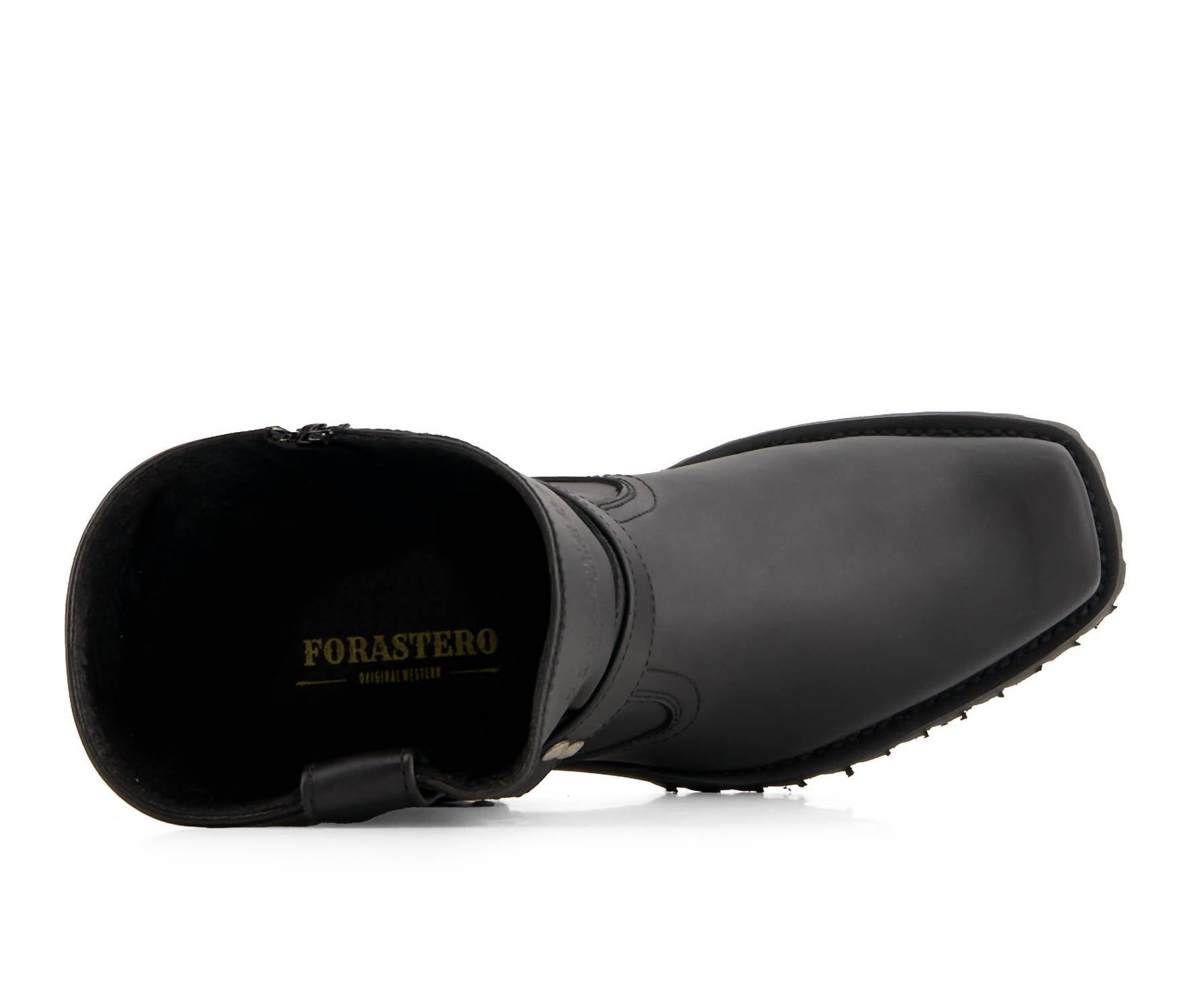 Forastero - Men's Leather Biker Boots With Zipper Closure