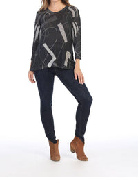 Jess & Jane - Contours Sweater Knit High Low Slit Top
