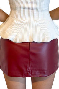 Olivaceous - Vegan Leather Skirt with Shorts