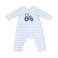 ANGEL DEAR Boys Mini Tractor Snap Shoulder Romper in blue - kids' item - detail view