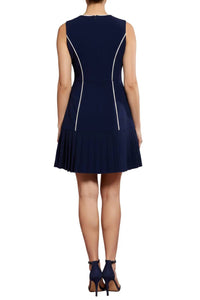 London Times - Contrast Piped Pleated Dress