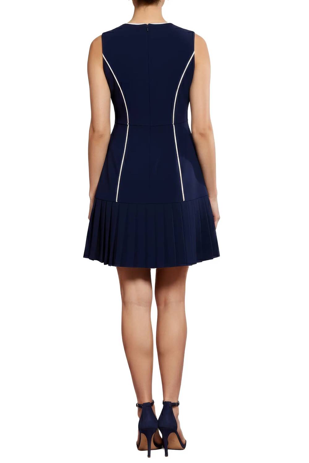London Times - Contrast Piped Pleated Dress