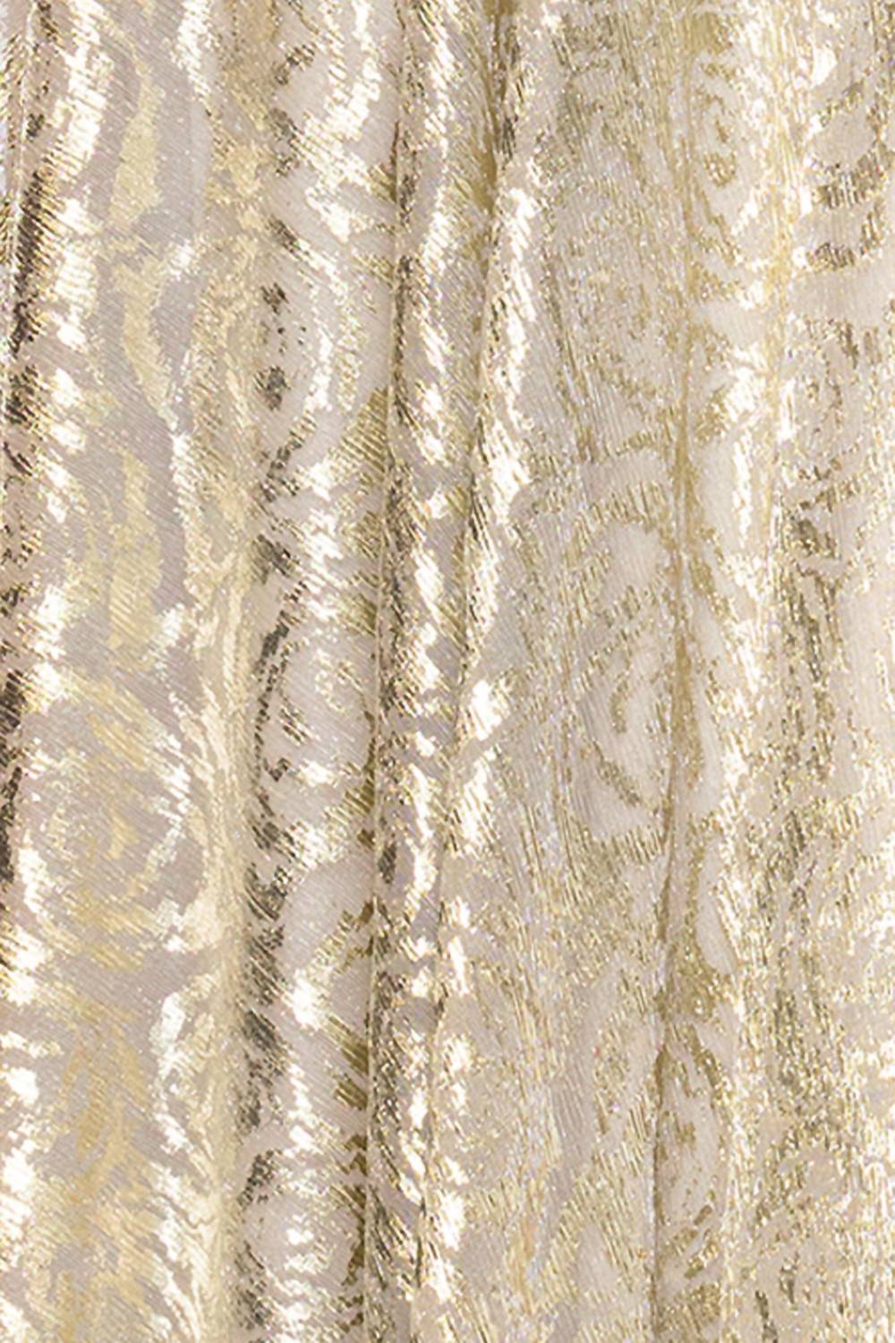Betsy & Adam - One-shoulder Wrap Foil Floral Gown