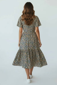 Dex - Short-sleeve V-neck Midi Dress