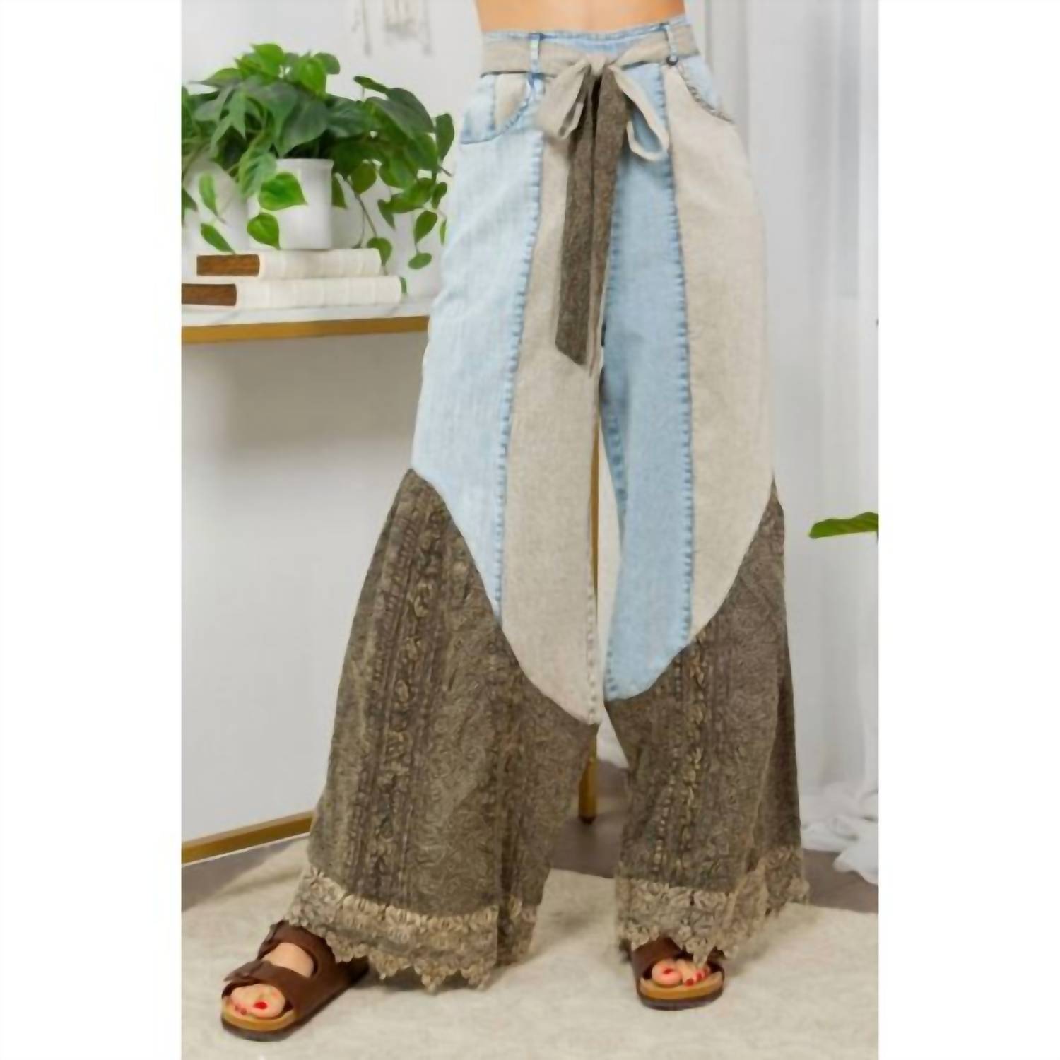 Young Threads - Wild West Lace Patchwork Boho Pants