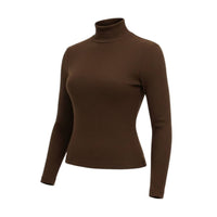 Ambar - Mock Neck Long Sleeve Fitted Crop Top