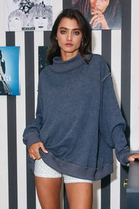 Bucketlist - Mock Neck Oversized Sweatshirt