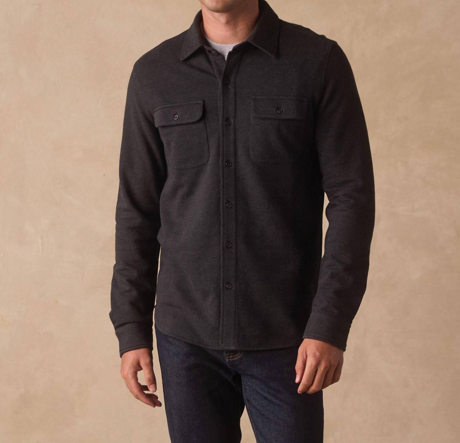 The Normal Brand Textured Knit Long Sleeve Shirt in phantom - men's shirt