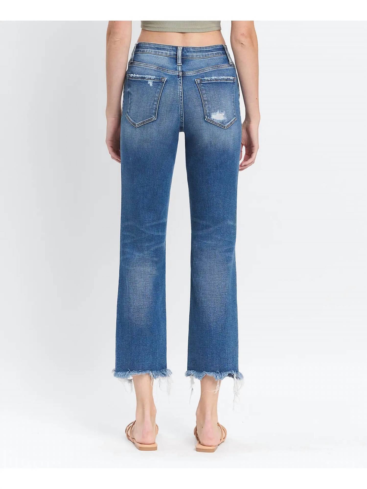 Flying Monkey - High Rise Frayed Hem Straight Jeans