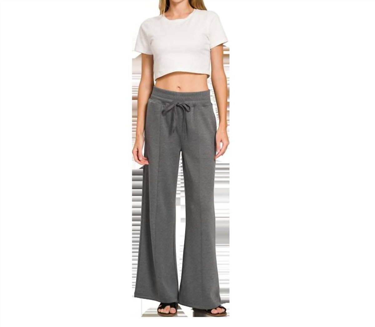 Zenana - Scuba Seamed Wide-Leg Pants