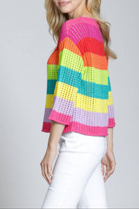 Apny - Lattice Stripe Crew Top