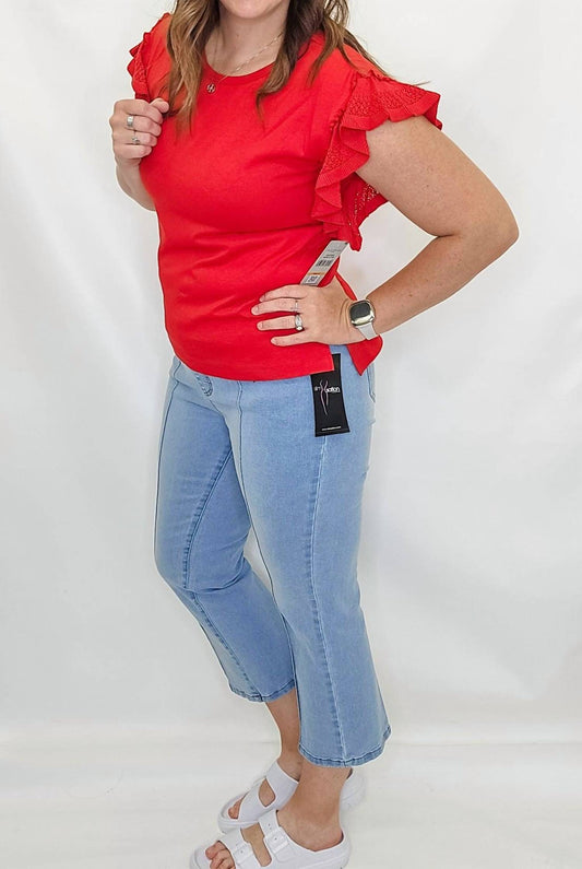 Multiples - Flutter Short Sleeve Top