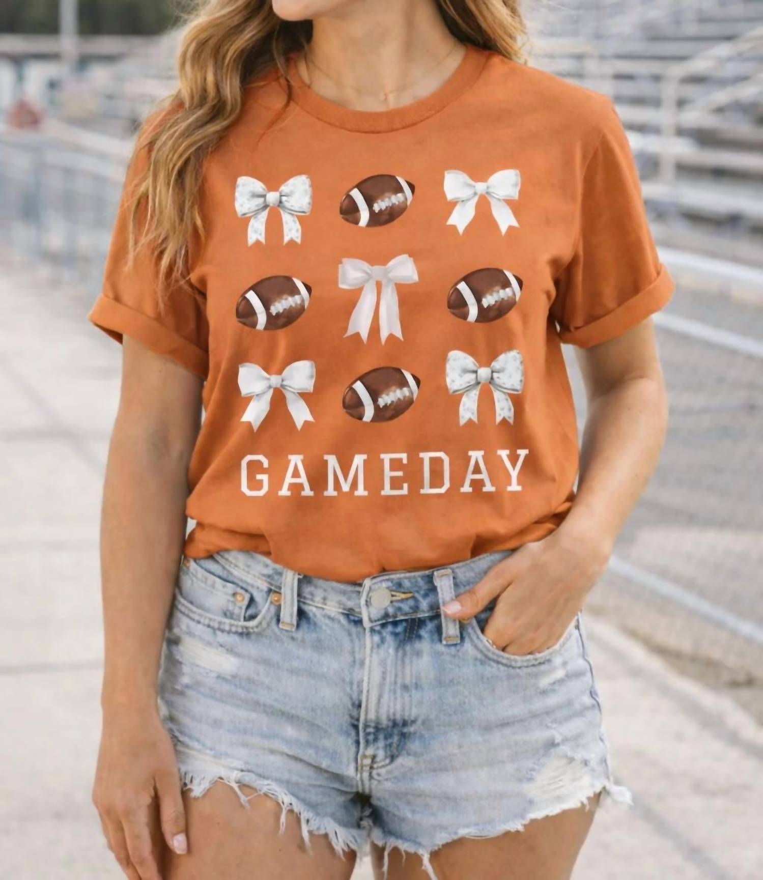 Ali Dee Wholesale - Footballs And Bows Game Day Tee