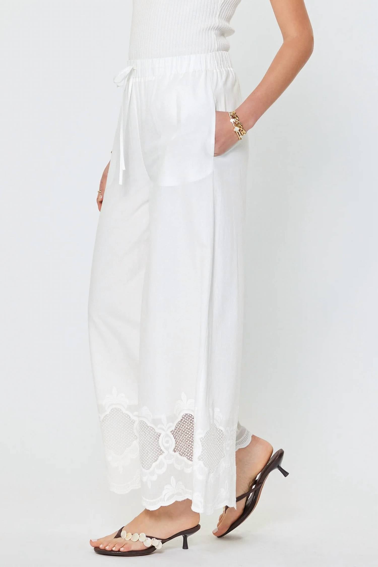 Current Air - Layla Embroidered Wide Leg Pants