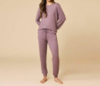 SOFTiES Jersey Crew Neck Lounge Set in driftwood - women's sleepwear