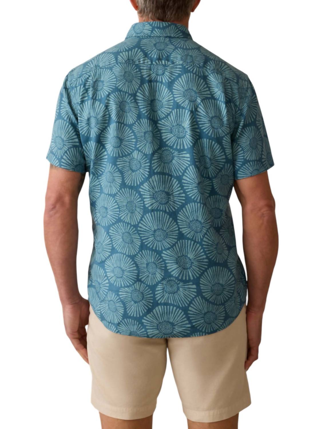 Faherty Short Sleeve Breeze Shirt in stormy sea floral - men's shirt - alternate view