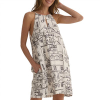 Bella Dahl - Halter Keyhole Amalfi Sketch Mini Dress