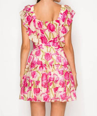 Meet Me In Santorini - Lonian's Bloom Mini Ruffle Dress