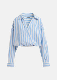 Essentiel Antwerp - Striped Wrap - effect Blouse Shirt - blouses - blue - clothing