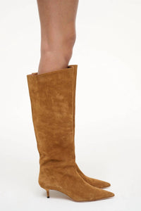 STAUD Women's Sebastian Kitten Heel Boot in tan - women's shoe - detail view