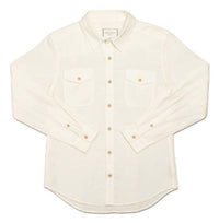 Long Wharf Supply Co. Men's Seawell Linen Work Shirt in cream - men's long sleeve top