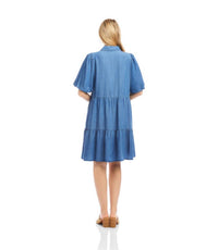 Karen Kane - Puff Sleeve Tiered Shirtdress - Petite
