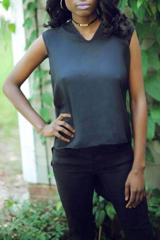 V-Neck Floral Jeweled Open Back Tunic