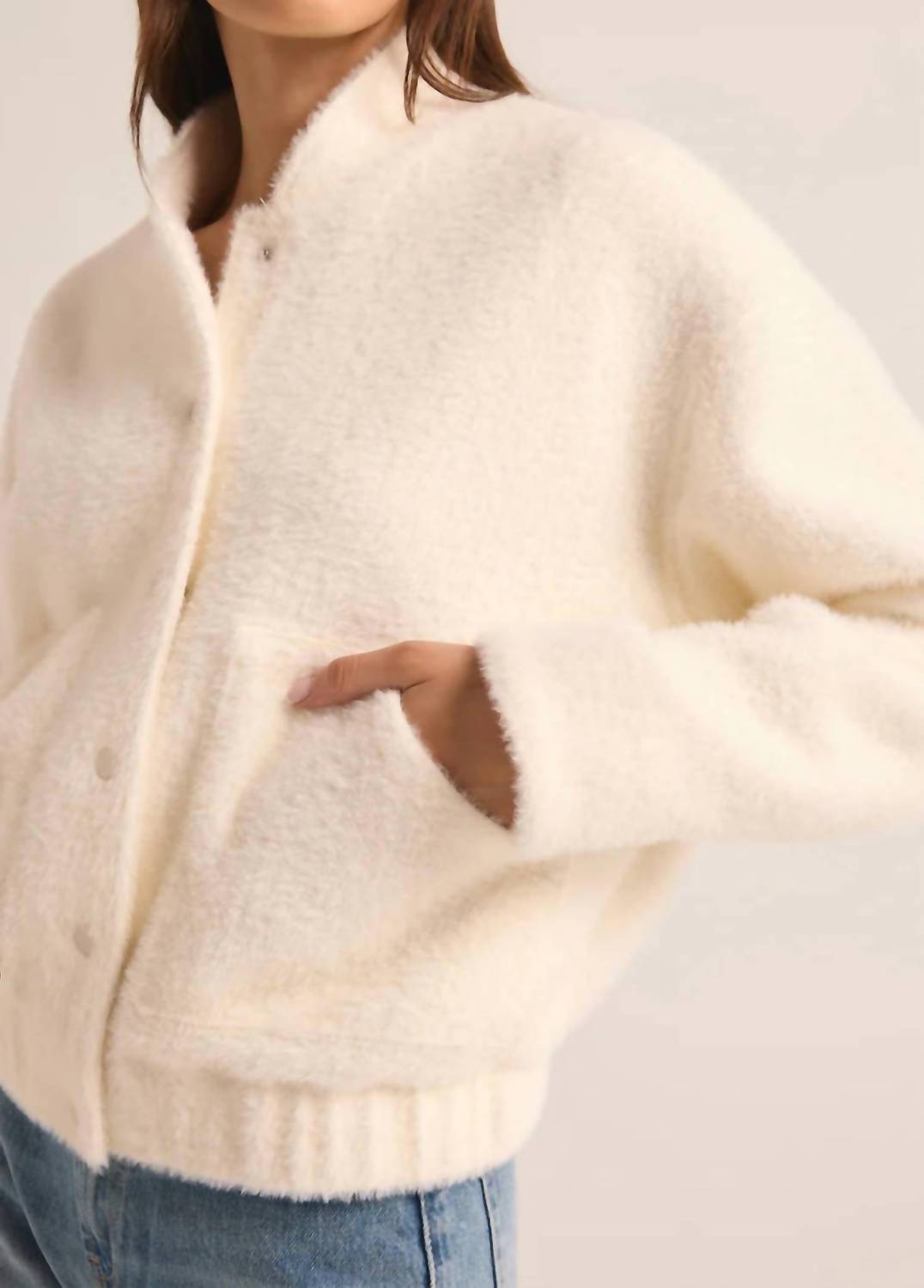 Z Supply Women's Lex Bomber Jacket in sea salt - women's jacket - view 4