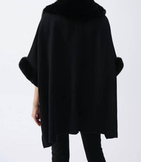Joseph Ribkoff - Brushed Jacquard And Faux Fur Cape