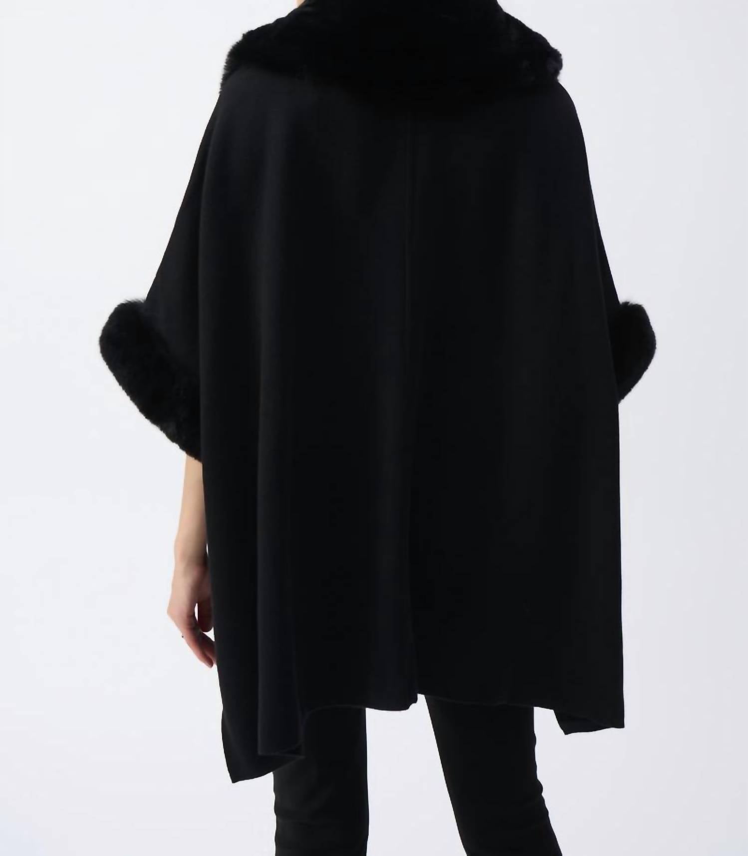 Joseph Ribkoff - Brushed Jacquard And Faux Fur Cape