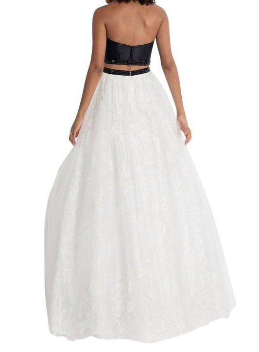 Rachel Allan - Strapless Two-piece Embroidered Mikado Gown