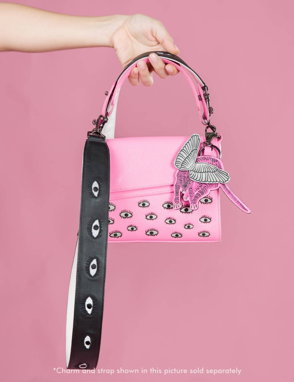Min & Mon - Embroidered Eyes Leather Shoulder Strap