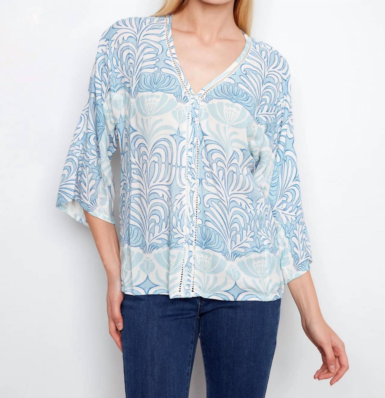 Charlie B - Printed Viscose Front Button Blouse